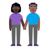 Microsoft(Windows) Woman And Man Holding Hands: Dark Skin Tone, Medium-Dark Skin Tone Emoji