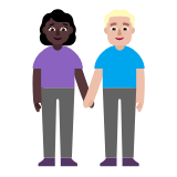 Microsoft(Windows) Woman And Man Holding Hands: Dark Skin Tone, Medium-Light Skin Tone Emoji