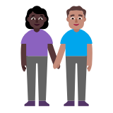 Microsoft(Windows) Woman And Man Holding Hands: Dark Skin Tone, Medium Skin Tone Emoji