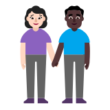 Microsoft(Windows) Woman And Man Holding Hands: Light Skin Tone, Dark Skin Tone Emoji