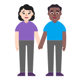 Microsoft(Windows) Woman And Man Holding Hands: Light Skin Tone, Medium-Dark Skin Tone Emoji