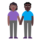 Microsoft(Windows) Woman And Man Holding Hands: Medium-Dark Skin Tone, Dark Skin Tone Emoji