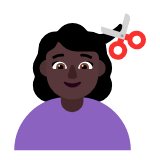 Microsoft(Windows) Woman Getting Haircut: Dark Skin Tone Emoji