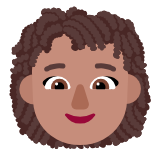 Microsoft(Windows) Woman: Medium Skin Tone, Curly Hair Emoji