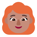 Microsoft(Windows) Woman: Medium Skin Tone, Red Hair Emoji