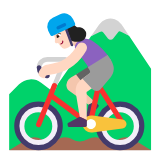 Microsoft(Windows) Woman Mountain Biking: Light Skin Tone Emoji