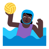 Microsoft(Windows) Woman Playing Water Polo: Dark Skin Tone Emoji