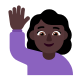 Microsoft(Windows) Woman Raising Hand: Dark Skin Tone Emoji