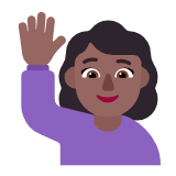 Microsoft(Windows) Woman Raising Hand: Medium-Dark Skin Tone Emoji