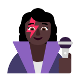 Microsoft(Windows) Woman Singer: Dark Skin Tone Emoji