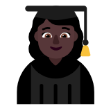 Microsoft(Windows) Woman Student: Dark Skin Tone Emoji