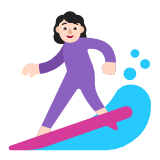 Microsoft(Windows) Woman Surfing: Light Skin Tone Emoji