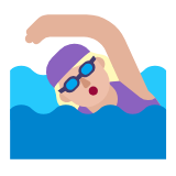 Microsoft(Windows) Woman Swimming: Medium-Light Skin Tone Emoji