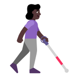 Microsoft(Windows) Woman With White Cane Facing Right: Dark Skin Tone Emoji