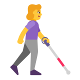 Microsoft(Windows) Woman With White Cane Facing Right Emoji