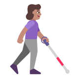 Microsoft(Windows) Woman With White Cane Facing Right: Medium Skin Tone Emoji