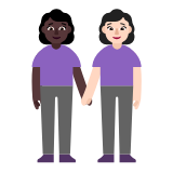 Microsoft(Windows) Women Holding Hands: Dark Skin Tone, Light Skin Tone Emoji