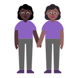 Microsoft(Windows) Women Holding Hands: Dark Skin Tone, Medium-Dark Skin Tone Emoji