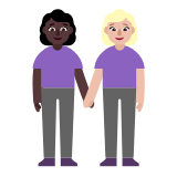 Microsoft(Windows) Women Holding Hands: Dark Skin Tone, Medium-Light Skin Tone Emoji