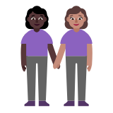 Microsoft(Windows) Women Holding Hands: Dark Skin Tone, Medium Skin Tone Emoji