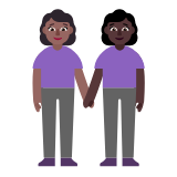 Microsoft(Windows) Women Holding Hands: Medium-Dark Skin Tone, Dark Skin Tone Emoji