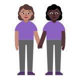 Microsoft(Windows) Women Holding Hands: Medium Skin Tone, Dark Skin Tone Emoji